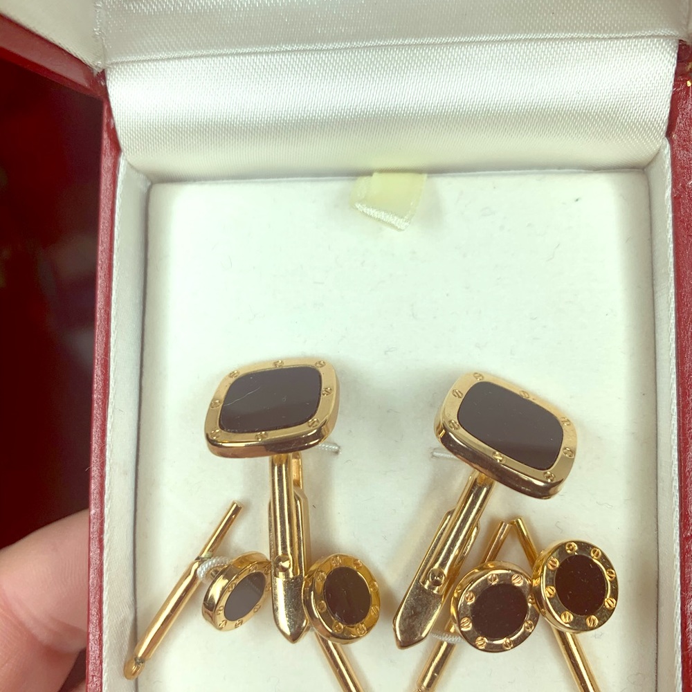 Maslov Onyx/ 14 Carat Gold Cufflinks, NEW set of 3